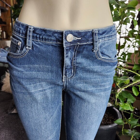 Earl Jeans Slim Boot Cut Embellished Rhinestones Pockets Stretch Size 8 - Picture 10 of 16